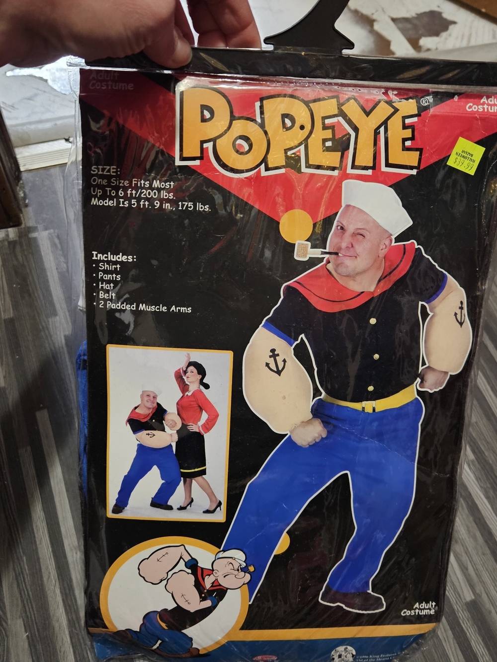 Popeye the Sailor Man Adult Costume One Size Fits Most Halloween Fun World
